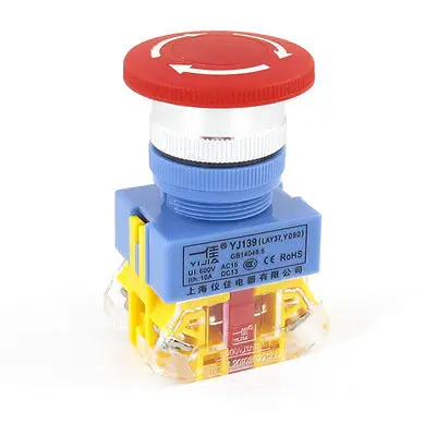 Red 660V 10A 1 N/O N/C Replacing Emergency Stop Latching Push Button Switch
