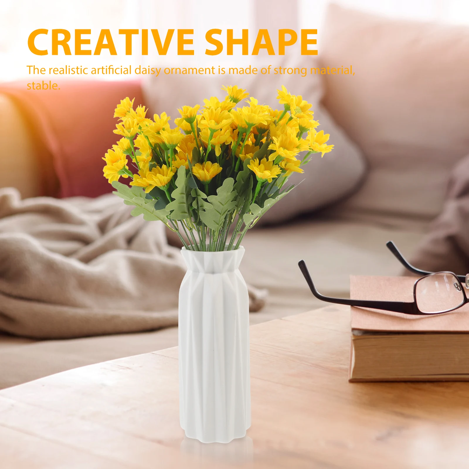 

4 Bunches Bridal Artificial Flower Bouquet Daisies Adornment Decorative Yellow Silk Cloth Flowers Mother