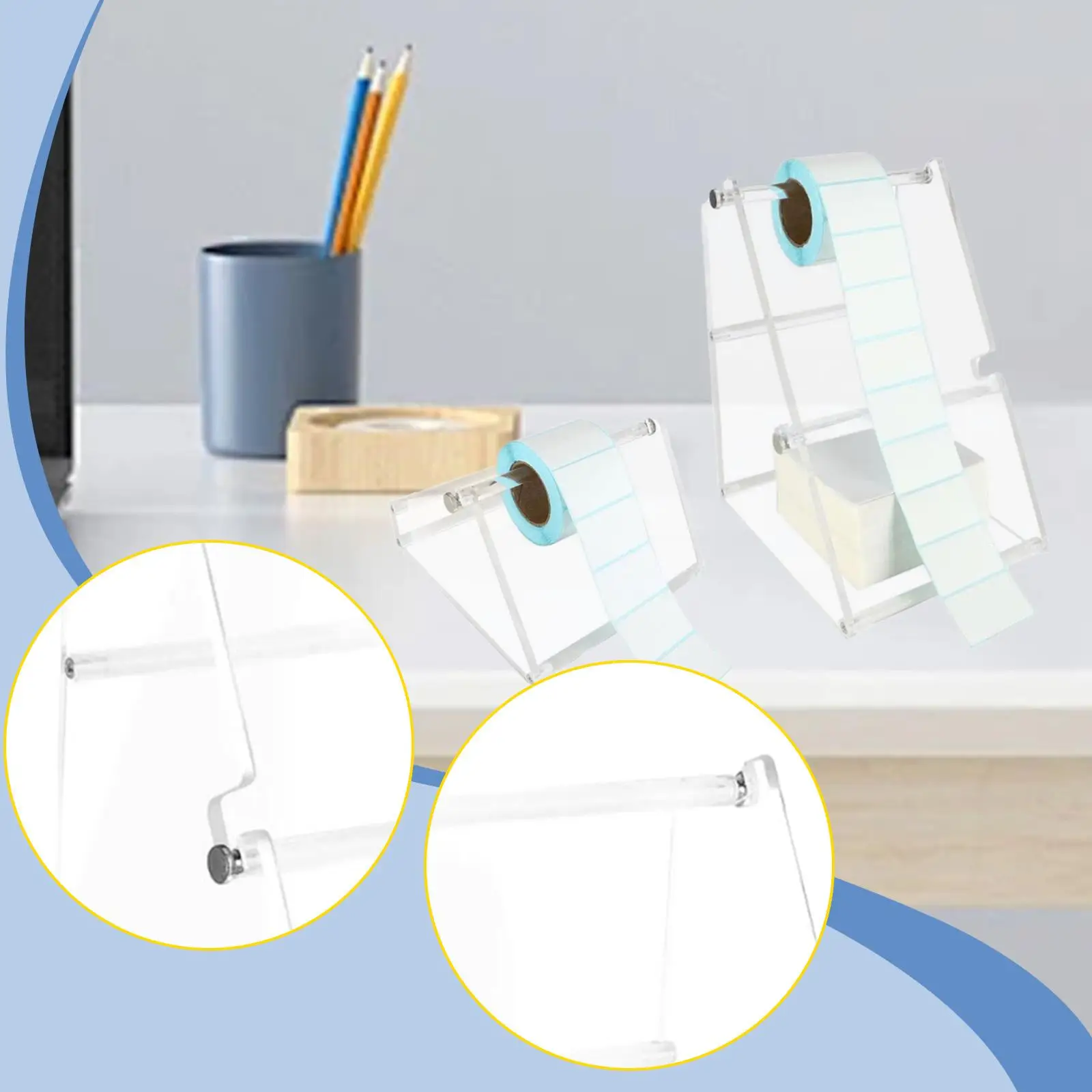 Compact Label Holder for Thermal Printer Sticker Roll Support Acrylic Shipping Label Paper Organizer for Pharmacy Business