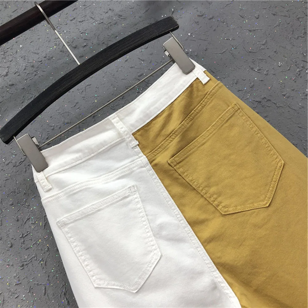 Spring New Fashion Women High Waist Loose White Jeans All-matched Casual Elastic Denim Cotton Harem Pants