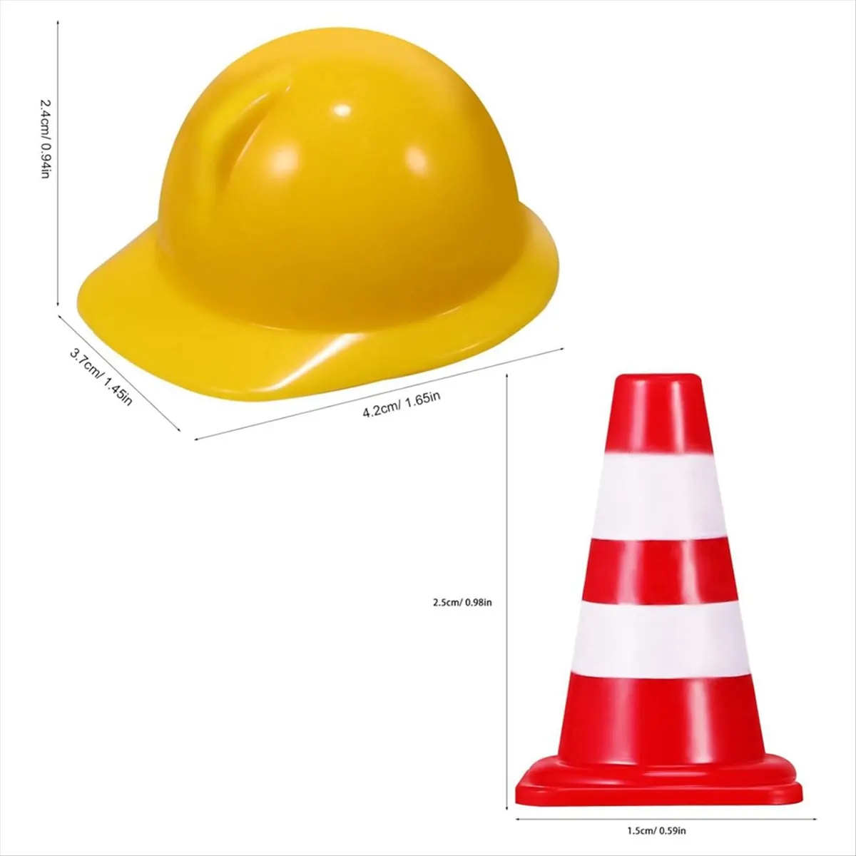 50Pcs Mini Traffic Cones with 50Pcs Mini Hard Hat, Mini Traffic Road Signs Construction Cones Supplies-A14I