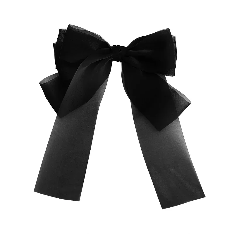 2023 New Black White Yarn Bow Hair Clip for Women Girls Spring Summer Clip Back Head Hairpin Fashion Hair Accessories