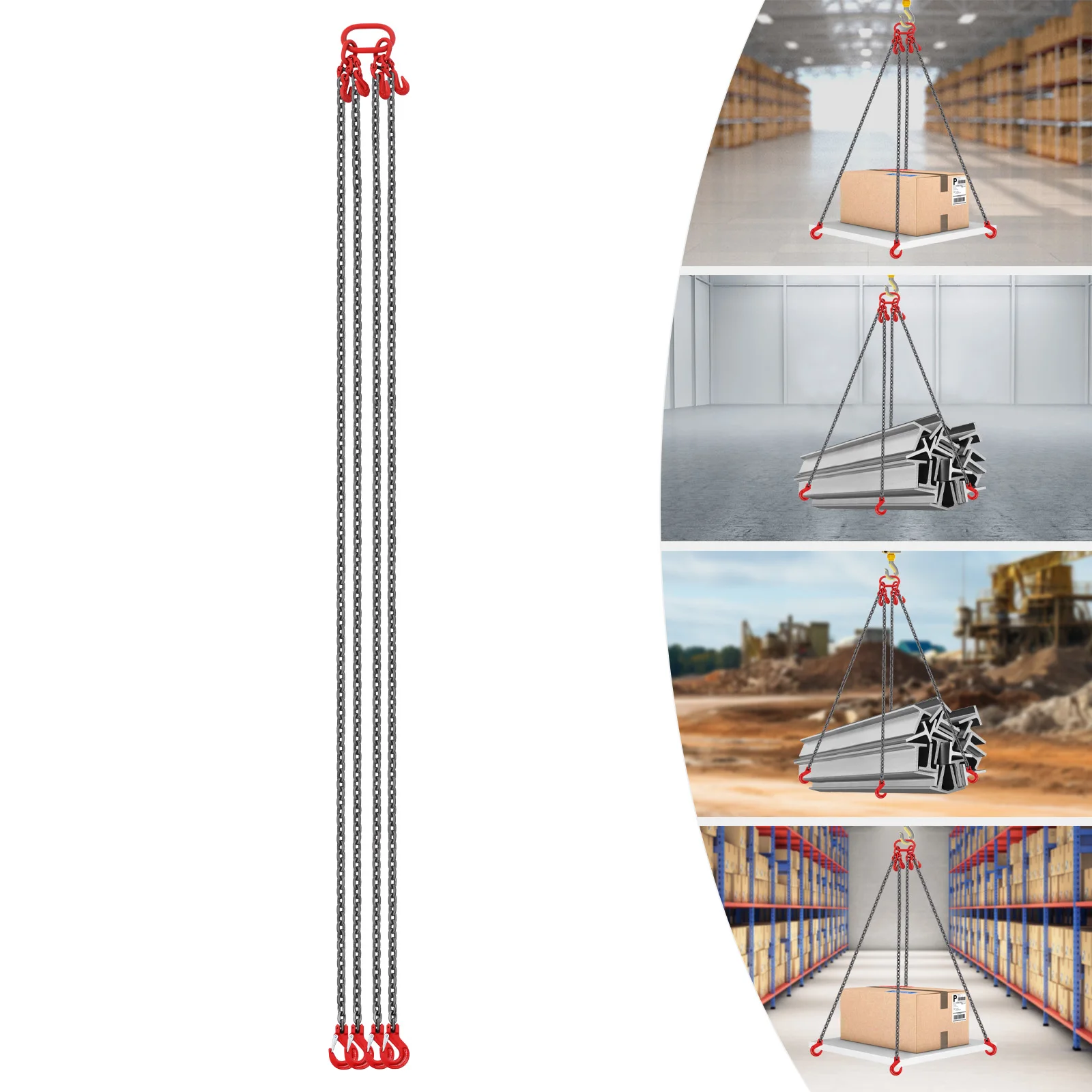 

Цепной строп с 4 звеньями и 8 крюками, грузоподъемность 5 тонн, регулируемая стальная цепь для промышленного подъема грузов