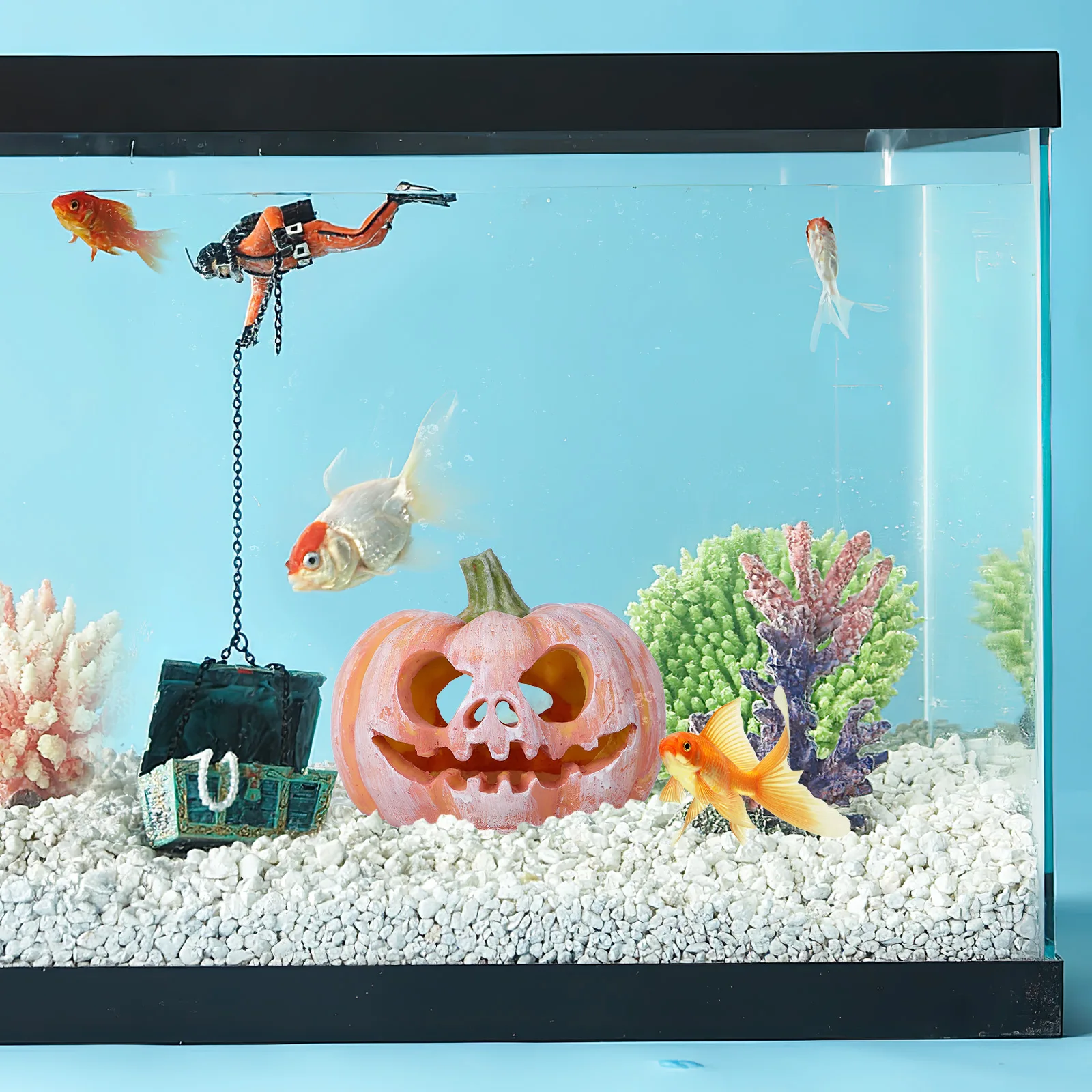 

Simulated Pumpkin Resin Craft Fish Shelter Aquarium Decoration Mini Halloween Adornment Tank Decor For Aquarium Breeding