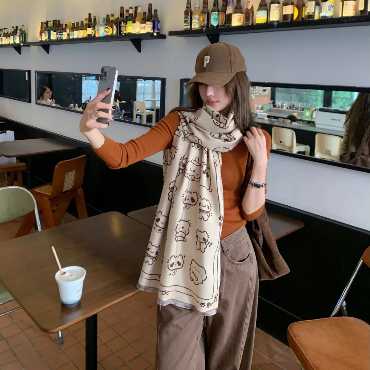 

Зима 2025 года, новый женский шарф из искусственного кашемира с рисунком кота, утолщенная теплая верхняя одежда, морозостойкая мягкая шаль, приятная для кожи