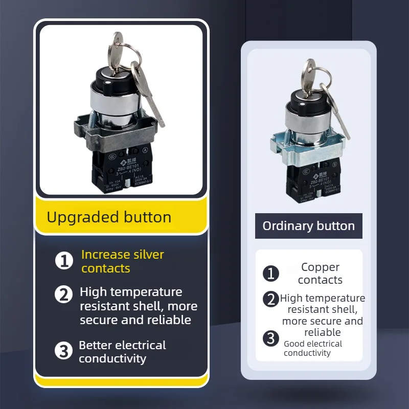 NP2 XB2-BG21 BG25 BG33 2/3 Position Key Lock Selector Switch Power Lock Rotary Switch 22mm for Industrial Control Panel