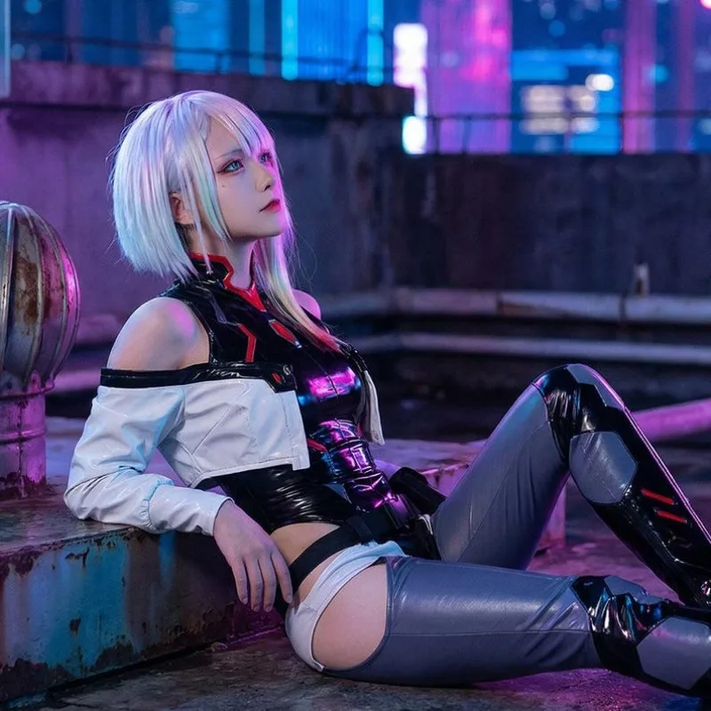 

Anime Lucy Cosplay Costume Full Outfit for Events & Expos Leather Fashion Style Clothes Role Play Outfit with Wig for Women