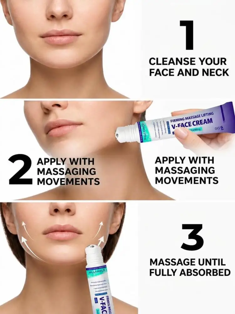 Unisex V-Visual Contour Facial Massage Cream, Rich Hydrating Face Skincare Cream, Nourish Skin, Improve Skin Elasticity, Firm Skin Look & Optimize Jawline Appearance for Daily Home Use