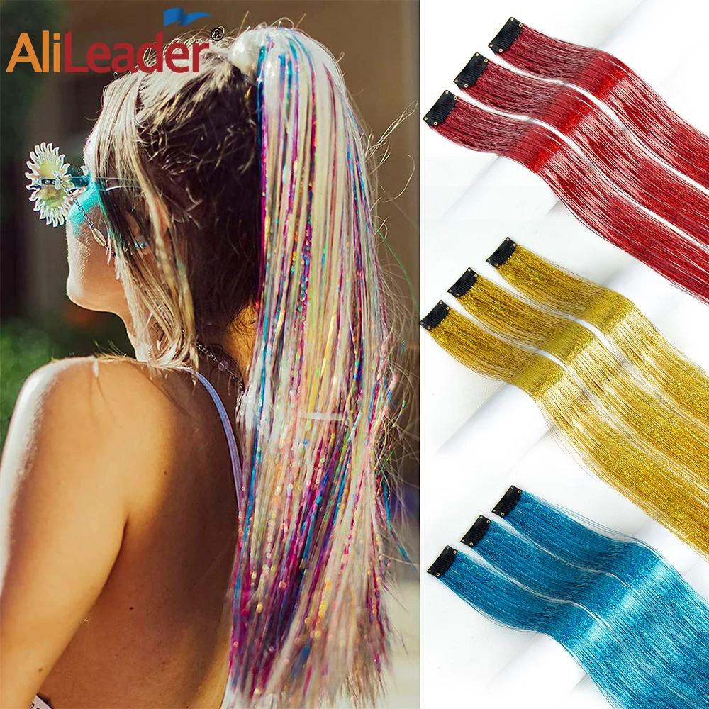 Kit d'extensions de cheveux colorés arc-en-ciel pour femmes et filles, Tinsel KLE, Degré de chaleur, réinitialisation