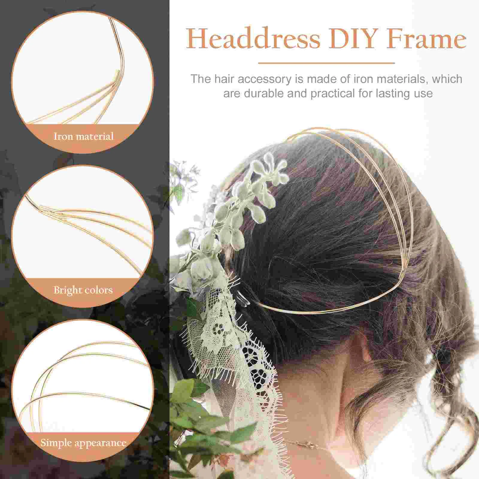 2 Pcs Four Layer Headband Accessories for Room Retro Decor Crown Base Hair Wear DIY Headdress Frame Iron Making Bride