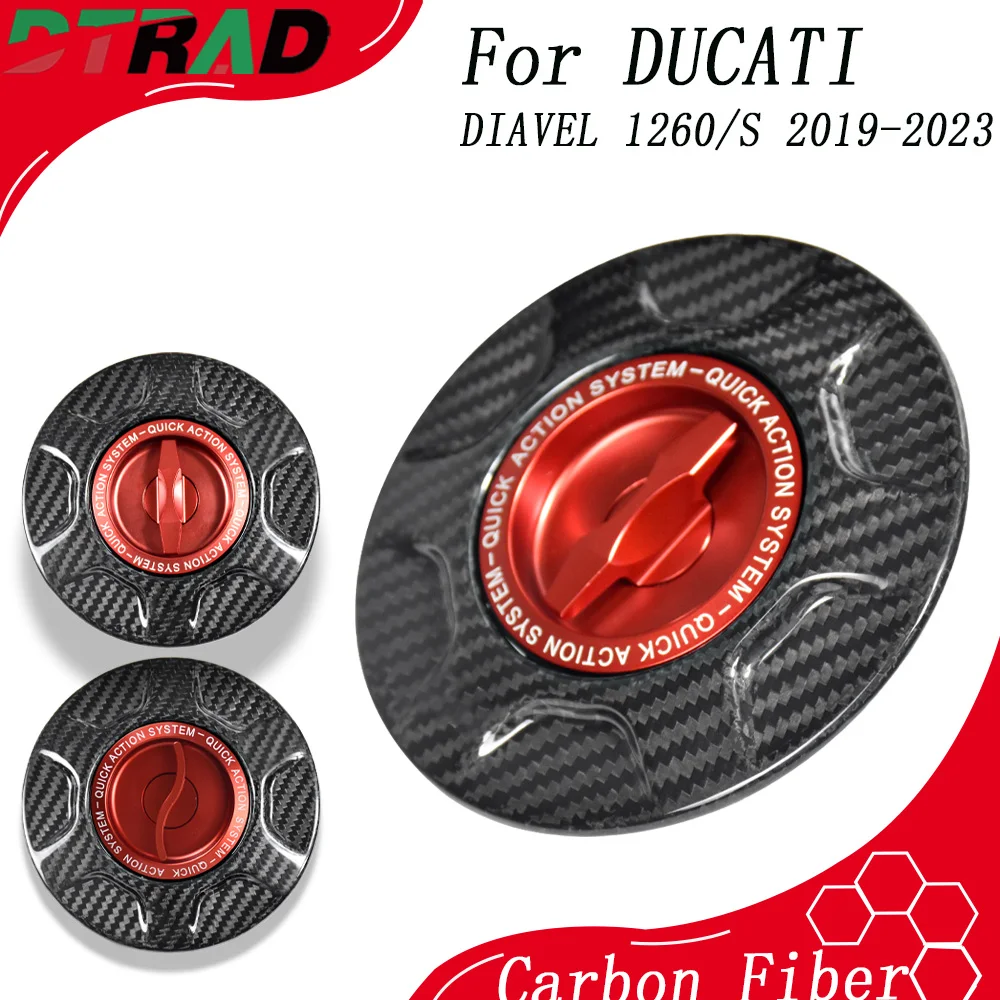 Racing Quick Release Fuel Tank Cap For DUCATI DIAVEL 1260/S 2019-2023 1260 LAMBORGHINI Carbon Fiber Keylocking Oil Gas Cover