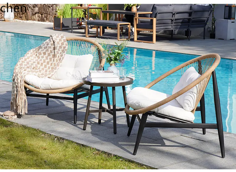 ZML Outdoor Table and Chair Balcony Rest Area Single Backrest Chair Sofa Balcony Chair