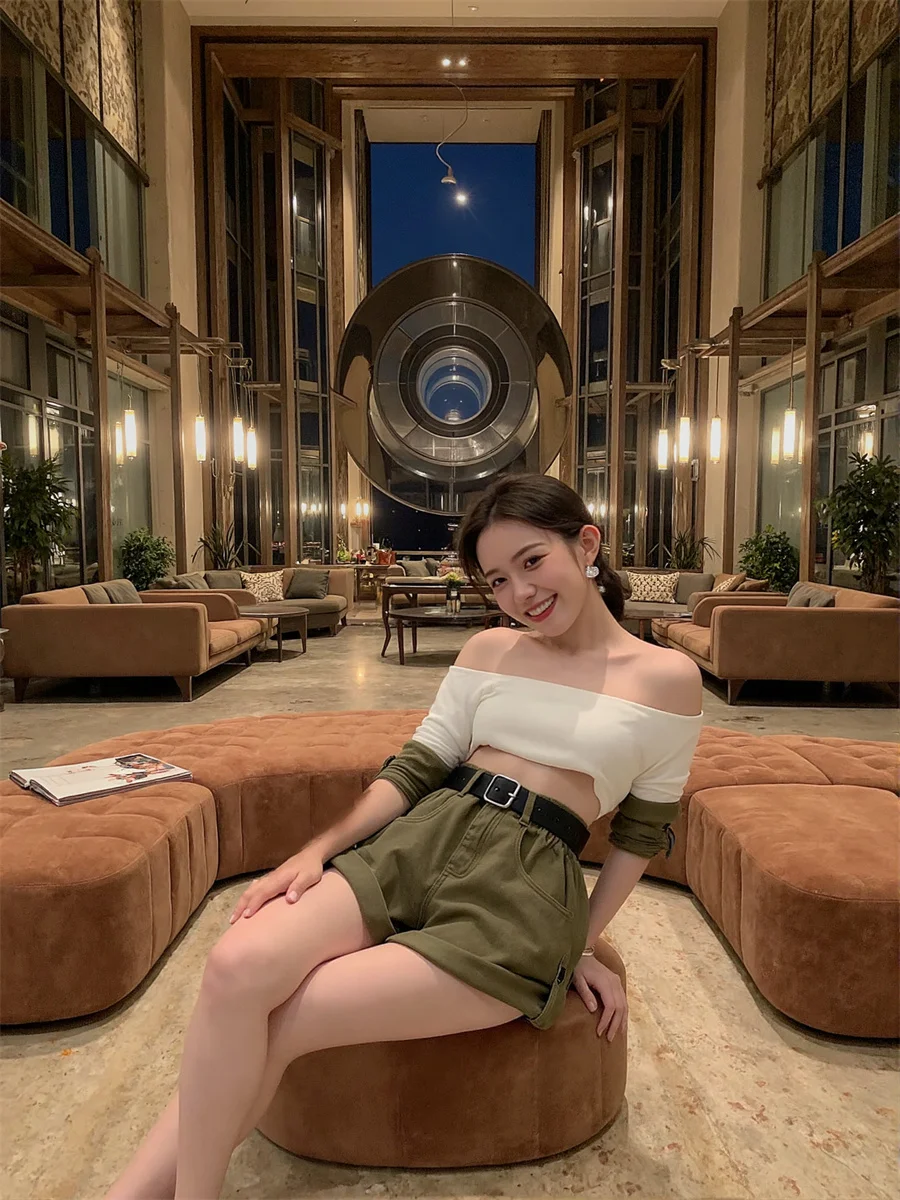 Pantaloncini verdi in denim Gonna a pieghe da donna Office Lady Elegante bottone Classico Pantaloni corti Dimagranti Chic Preppy Elegante femminile