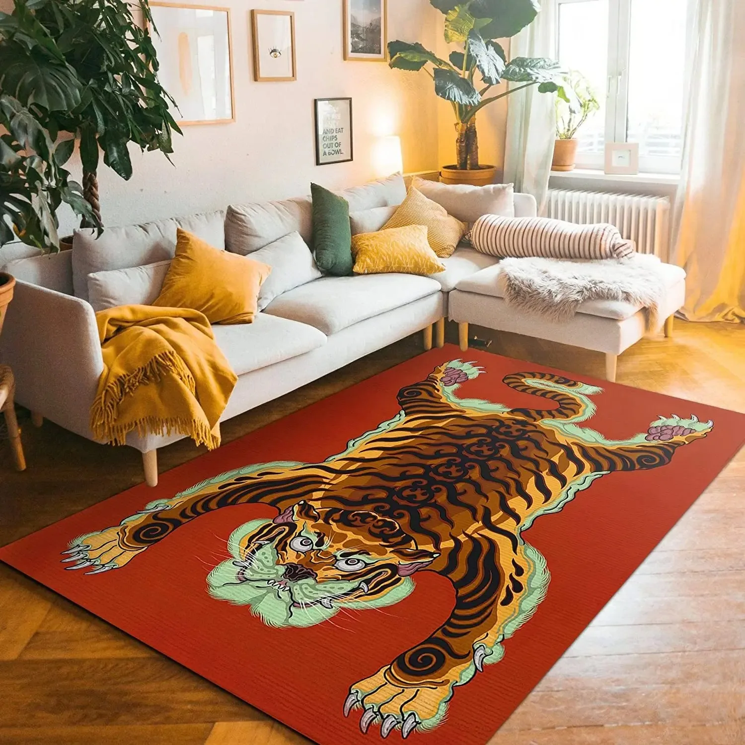 Tiger Artistic Pattern Large Carpet Rug for Home Living Room Bedroom Sofa Doormat Decor kids play Rugs Carpet Non-slip Floor Mat
