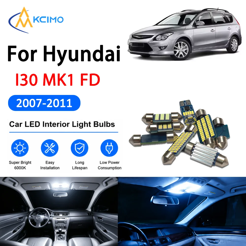 KCIMO Bright Light Bulb For Hyundai I30 MK1 FD 2007-2011 Premium Interior Reading Mirror Two Colors Easy Install Safer Lights