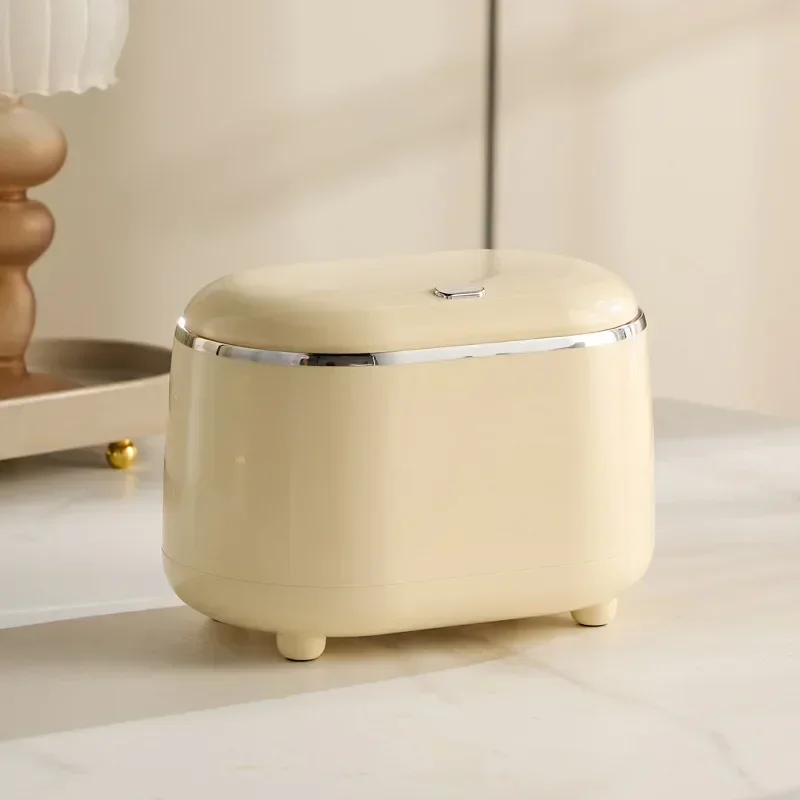 Tabletop trash can Cheese Cream Home with covered bed head Mini small cute pressing living room end table