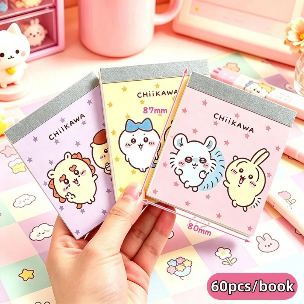 Genuine Chiikawa Hachiware Usagi Mini Notepad 60Sheets Kawaii Pocket Memo Pads Planner For Journaling School & Office Stationery