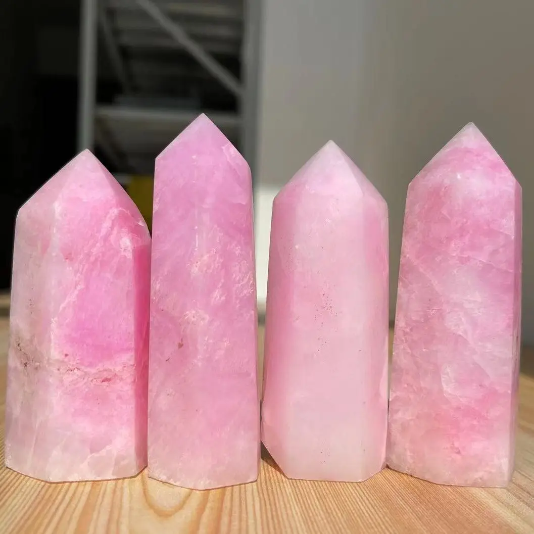 Natural Pink Opal Point Crystal Healing Stone Natural Pink Quartz Room Decor Reiki Polished Obelisk Carved Crafts