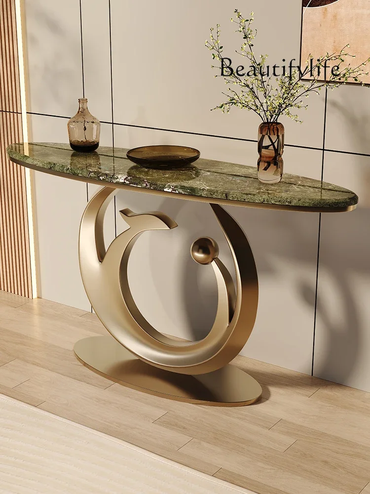 Modern light luxury rock slab against the wall End view table Aisle corridor storage Designer model Fashion new model