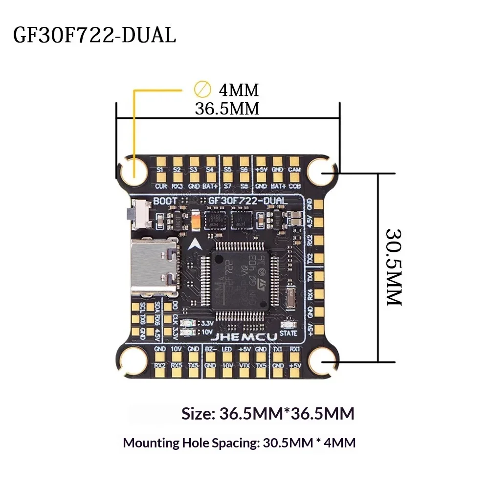 JHEMCU Tianjin Airlines 30.5 Flying Tower F722 dual flight control bluejay bluebird 60A ESC Traverser