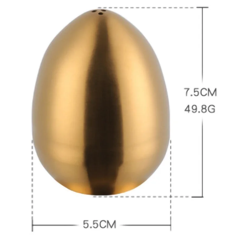 스테인레스 스틸 후추 셰이커 계란 모양 소금 셰이커 세트, 주방 도구, 골드, 3 개
