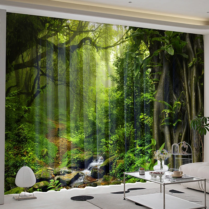 Landscape Forest Tree Nature Senery Window Curtains Blinds For Kids Bedroom Living Room Bathroom Kicthen Door Hall Home Decor