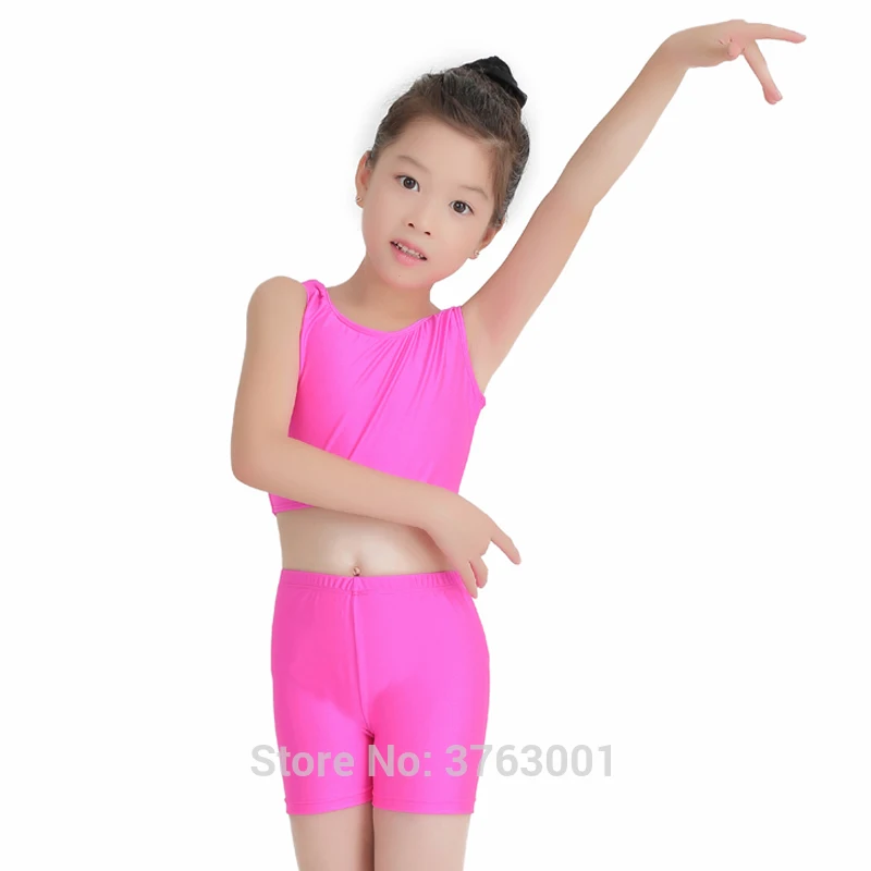 Kids Ballet Leotard Gym Wear Two-piece dance suit for girl Spandex Children's cheerleaders Vest high waist shorts two sets Tight