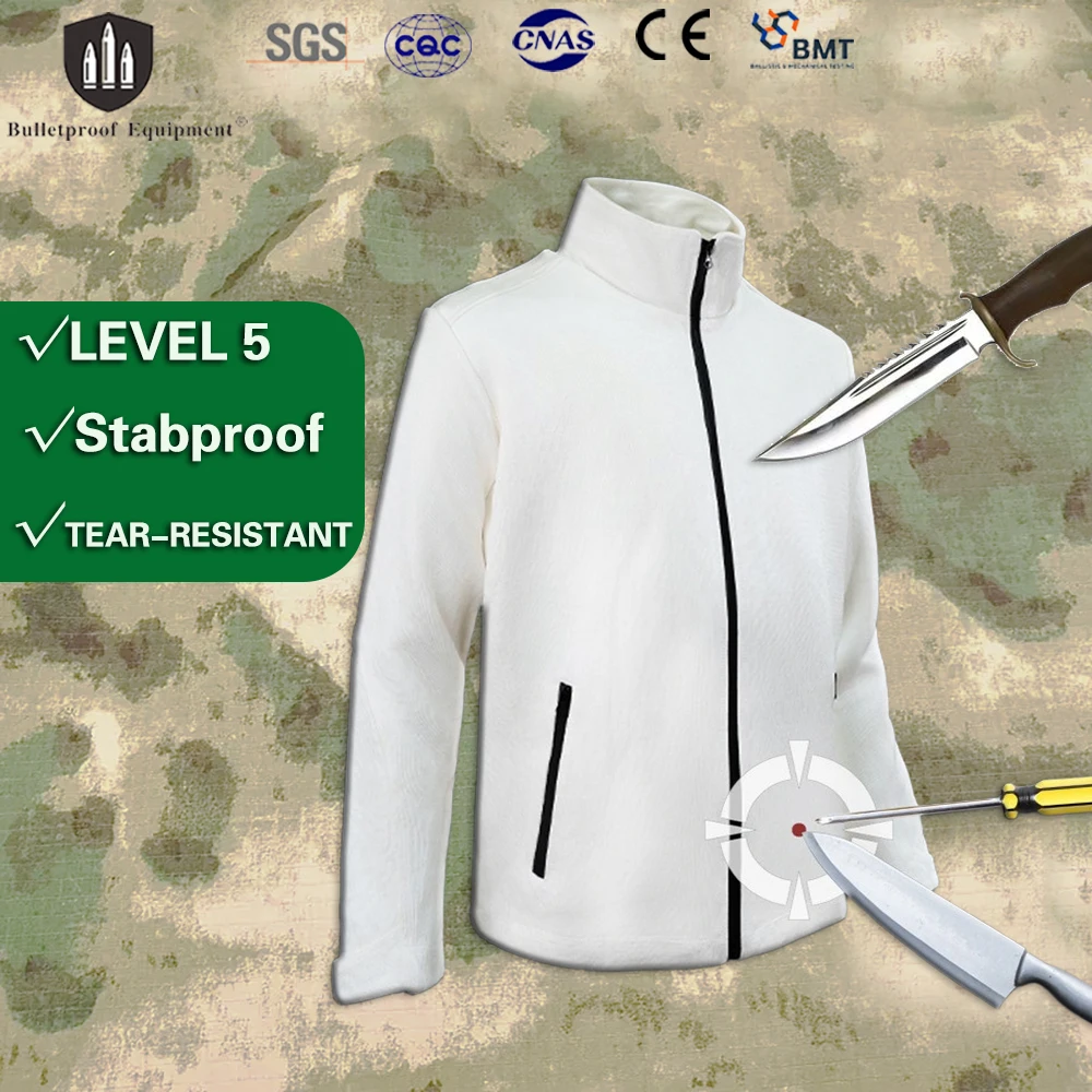 A5 Standard&EN388 Level 5 Self-defense Anti-Stab Cut Resistant Jacket  White Protective Stab-proof Clothing for Outdoor Safety