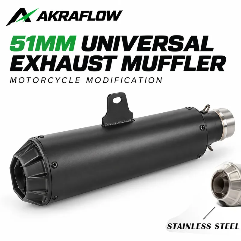 51MM Universal Motorcycle Exhaust Muffler Pipe for Honda Yamaha Kawasaki YZF R1 R3 R6 Z400 NVX NMAX PCX125 GSR750 Modified Parts
