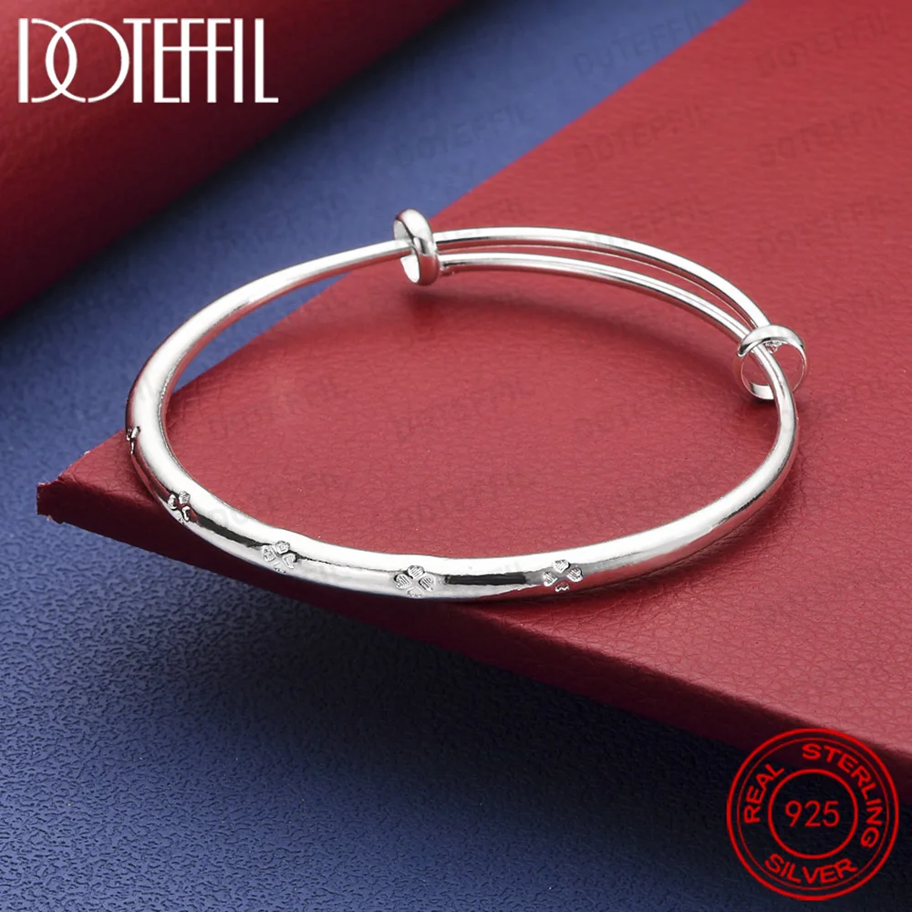 Vierblättriger Kleeblatt-Armreif aus 925er-Sterlingsilber für Damen, Hochzeit, Party, Schmuckzubehör