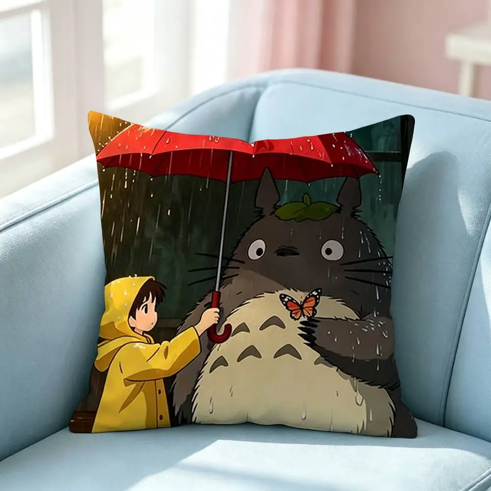 Japan Hot Anime T-Totoro Square Double-Sided printed Pillow Case Bedroom Bedside Pillow Sofa Cushion Cover