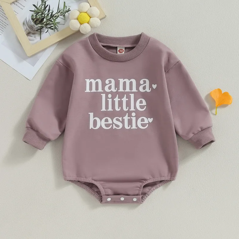 Newborn Baby Girl Bodysuit Spring Autumn Clothes Long Sleeve Heart Letter Print Jumpsuit for Kids Baby Items Clothing