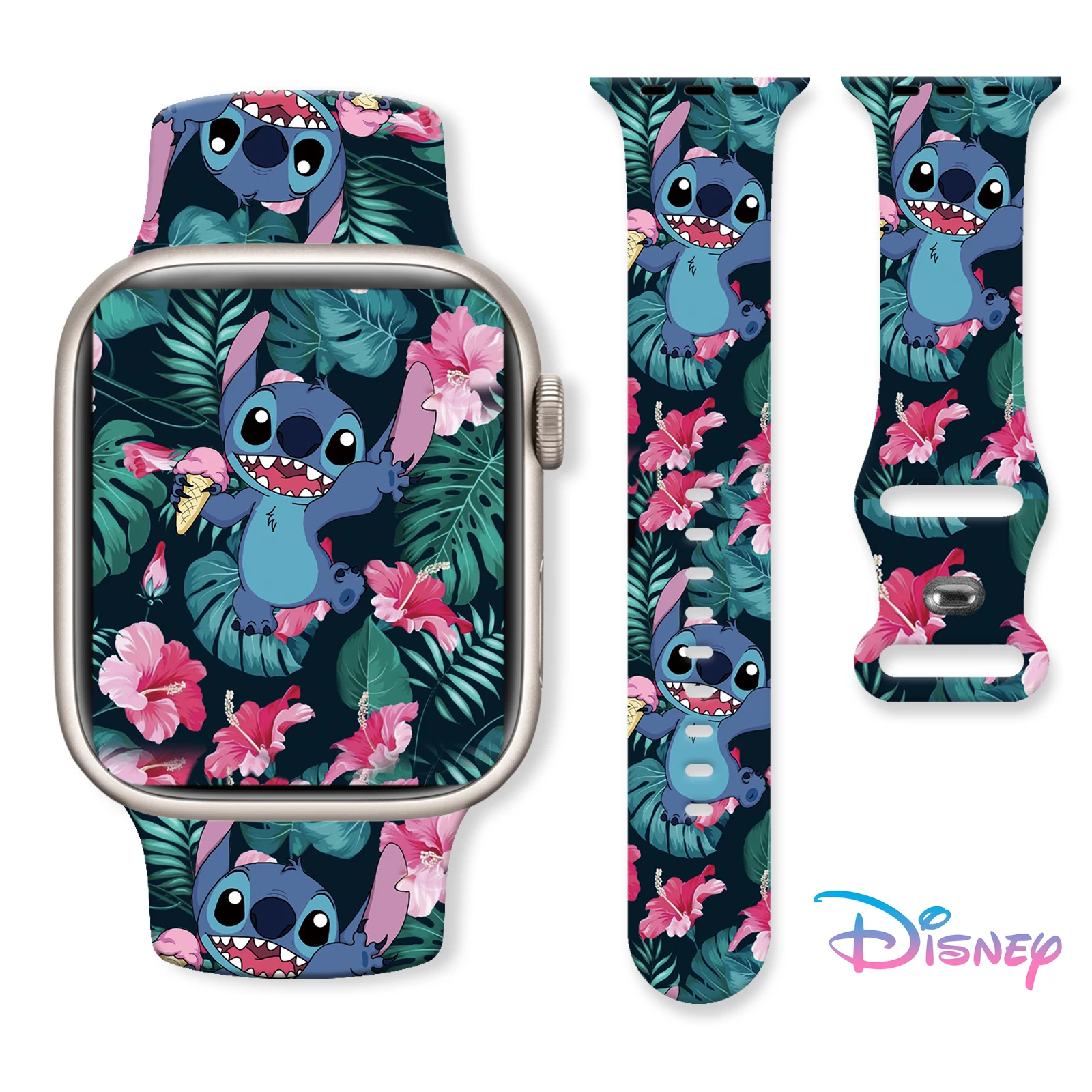 Disney Stitch Strap for Apple Watch 10 9 8 7 SE 6 Silicone Band Replaceable Bracelet for iWatch 45mm 44mm 42mm 41mm Watchband