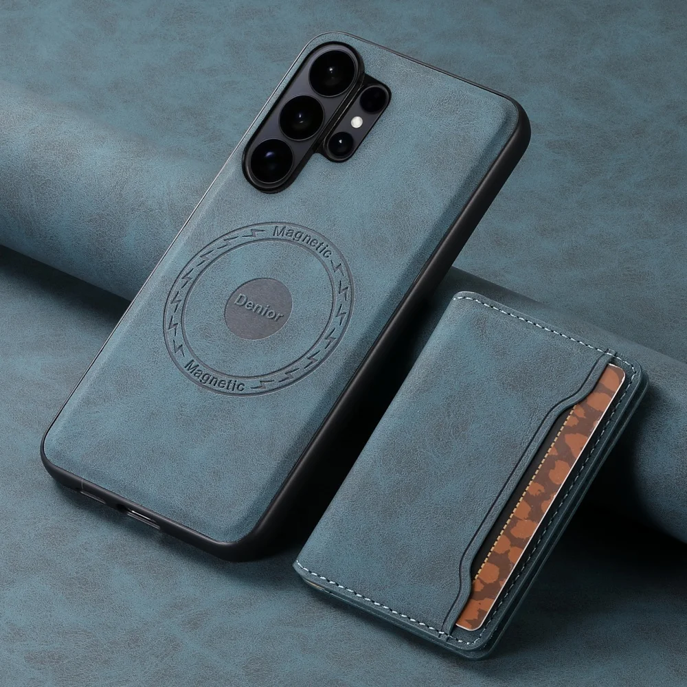 

Vintage Leather Magnetic Card Holder Phone Case for Samsung Galaxy S26 Ultra S25 Plus S24 FE S23 for Wireless Charging Case
