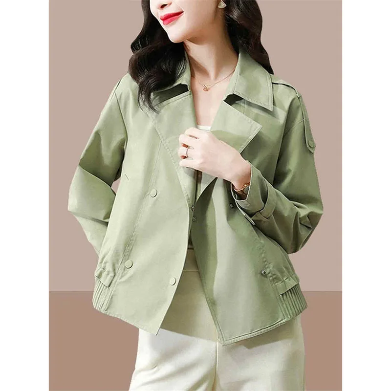 Fashion Women's Windbreaker Top 2026 New Spring Autumn Large Size Versatile Suit Collar Coat Thin Female Trench Coat Outerwear