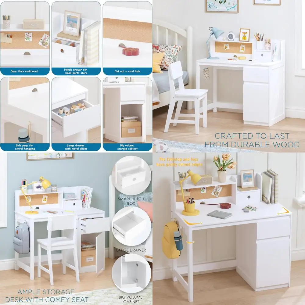 

Детский деревянный комплект для учебы: стол и стул для детей 5-12 лет, письменный стол с навесной полкой, рабочая станция для школьников