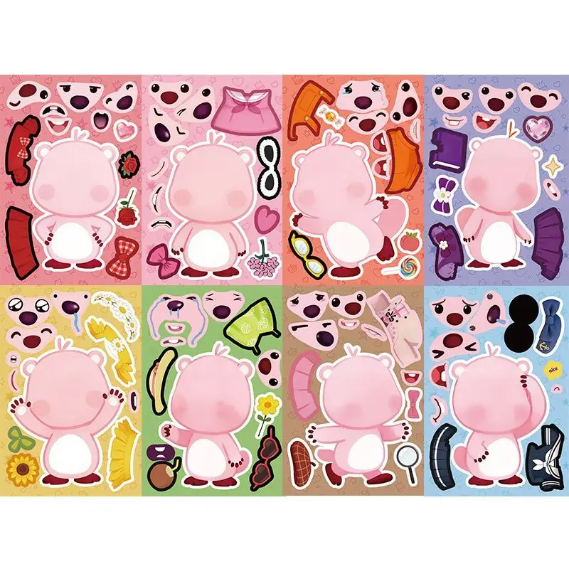 8 Blatt Cartoon Kawaii Anime Loopy Aufkleber Niedliches Puzzle Make-a-Face Spiel Sticker DIY Kinder Zusammenbau Puzzle Spielzeug Aufkleber – Detail 12
