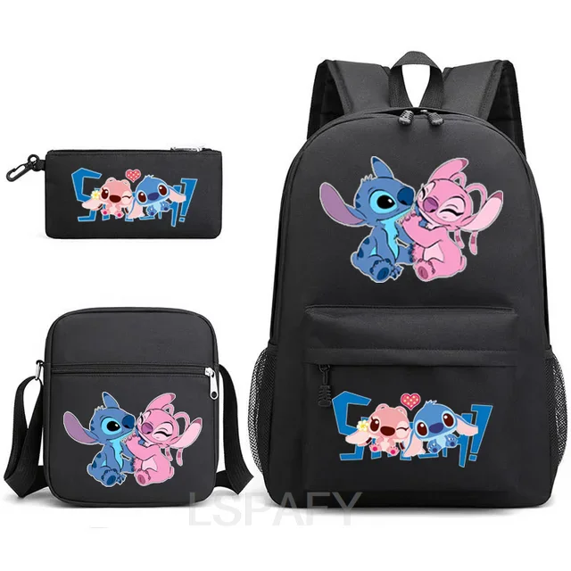 Lilo Stitch Cartoon School Bags Girls Boys 3pcs Simple Light Students Laptop Backpack Kids Travel Mochilas With Shoulder Bag