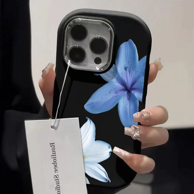 Niebieskie etui na telefon z kwiatem dla Xiaomi Redmi Note 14 Etui Redmi Note 13 12 Pro Plus 5G 12S 11S 10S Redmi 14C 13C 12C Miękka tylna obudowa