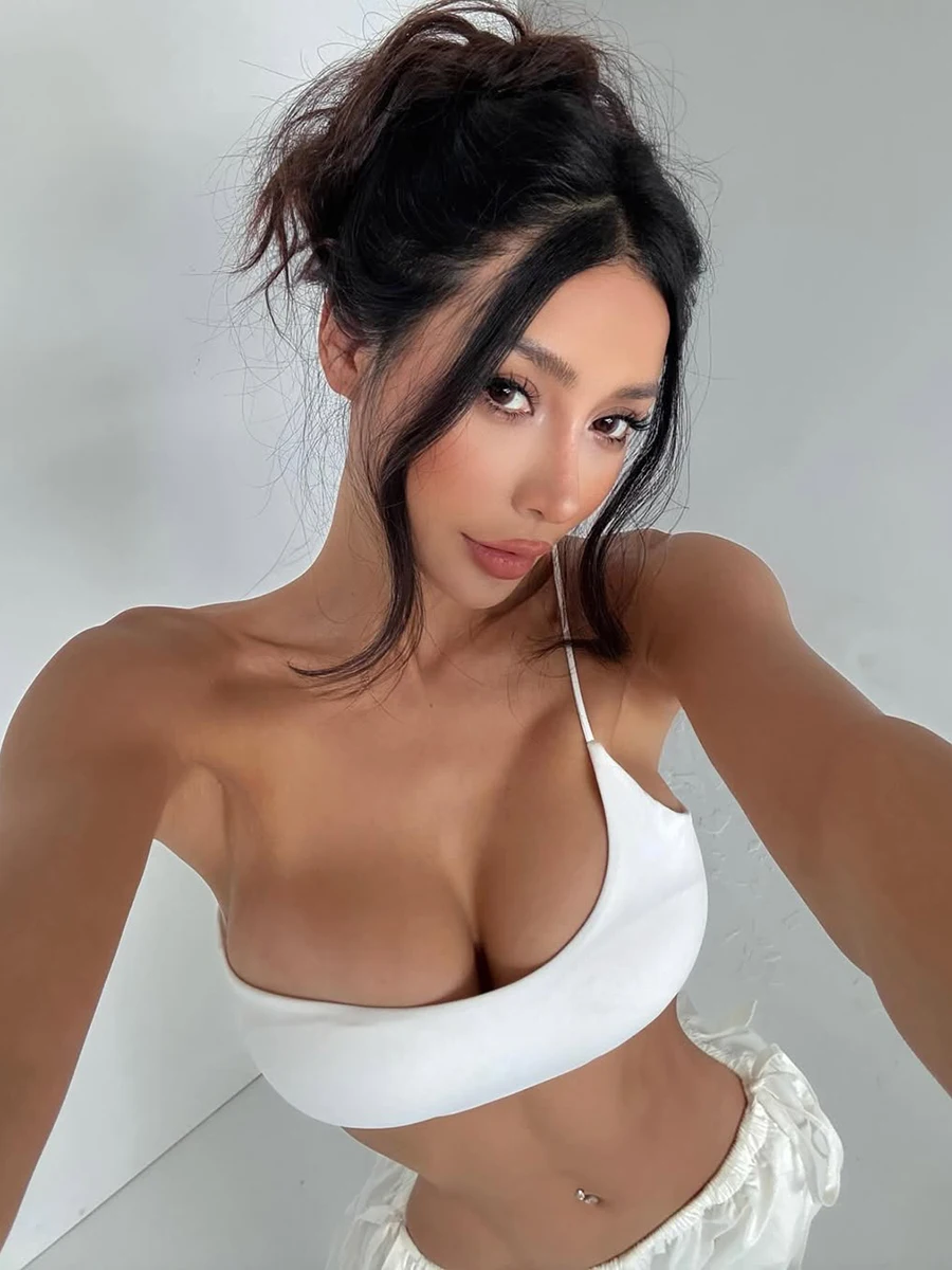 Sexy Street Sle Kleur Enkele Band Strakke Crop Top Dames Vest Strapl Bandage Tank Top Pendelen Sle ort Le...