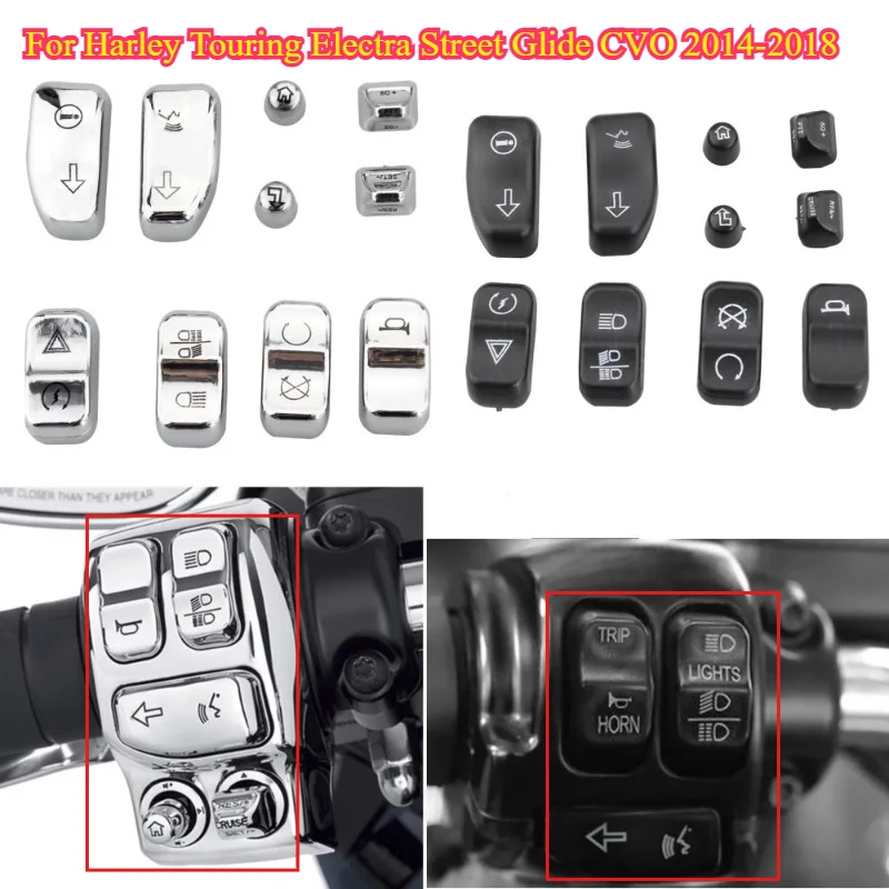 

Motorcycle accessories Chrome Hand Control Switch Housing Buttons Caps For Harley Touring Electra Street Glide CVO 2014-2018