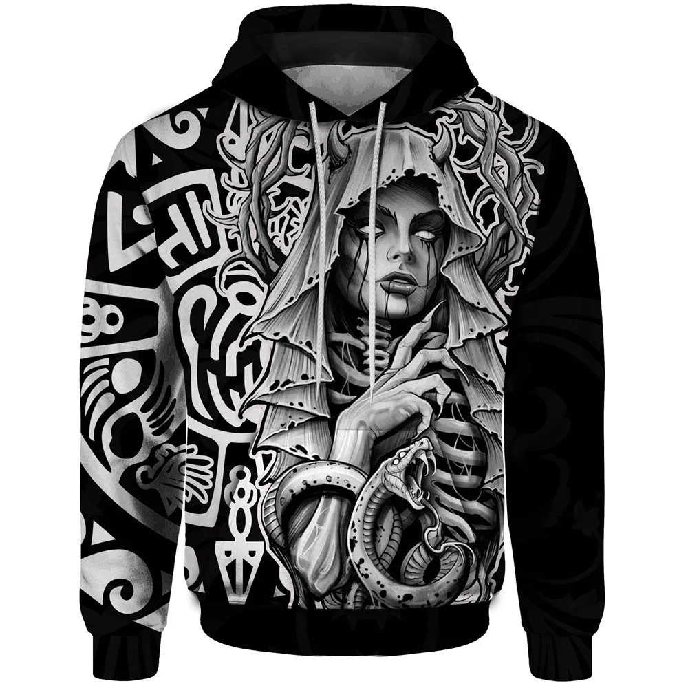 

Spring Hip Hop Style Men's Hooded Sweatshirt 3d Totem Witch Print Pattern Pullover Street West Coast Wear Personalized Fashion