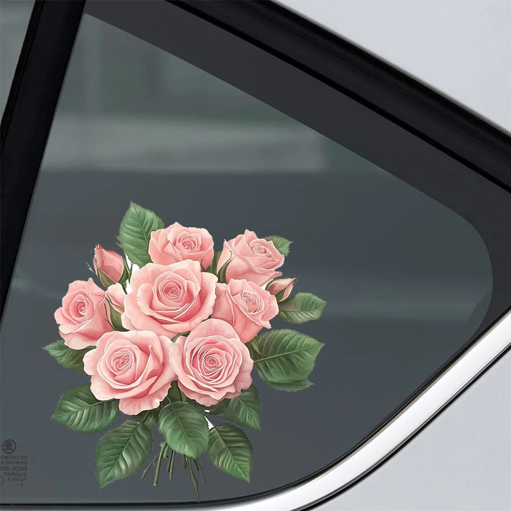 QT2528#The Softest Pink Rose Sticker Waterproof Car Decorative Decal, Suitable for Cars, Laptops, Bumpers
