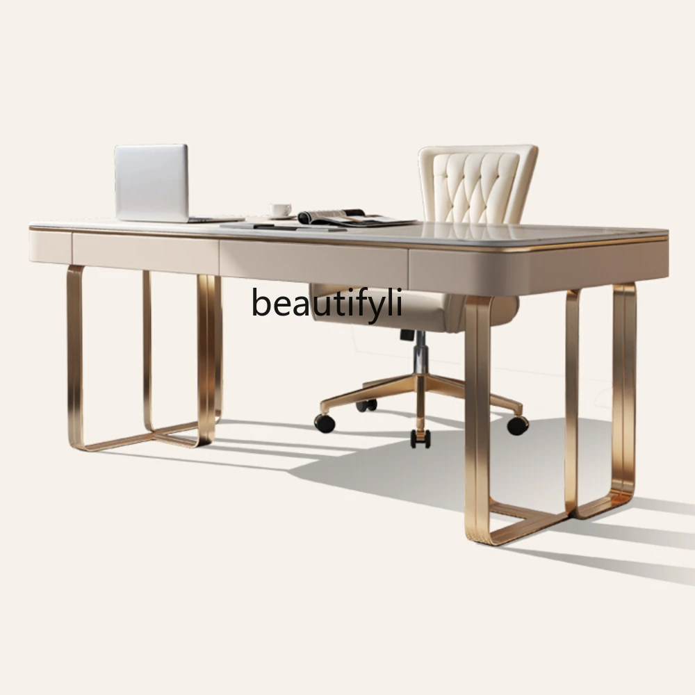 Stone Plate Desk Study Writing Desk Light Luxury Modern High-Grade Italian High-End Desk