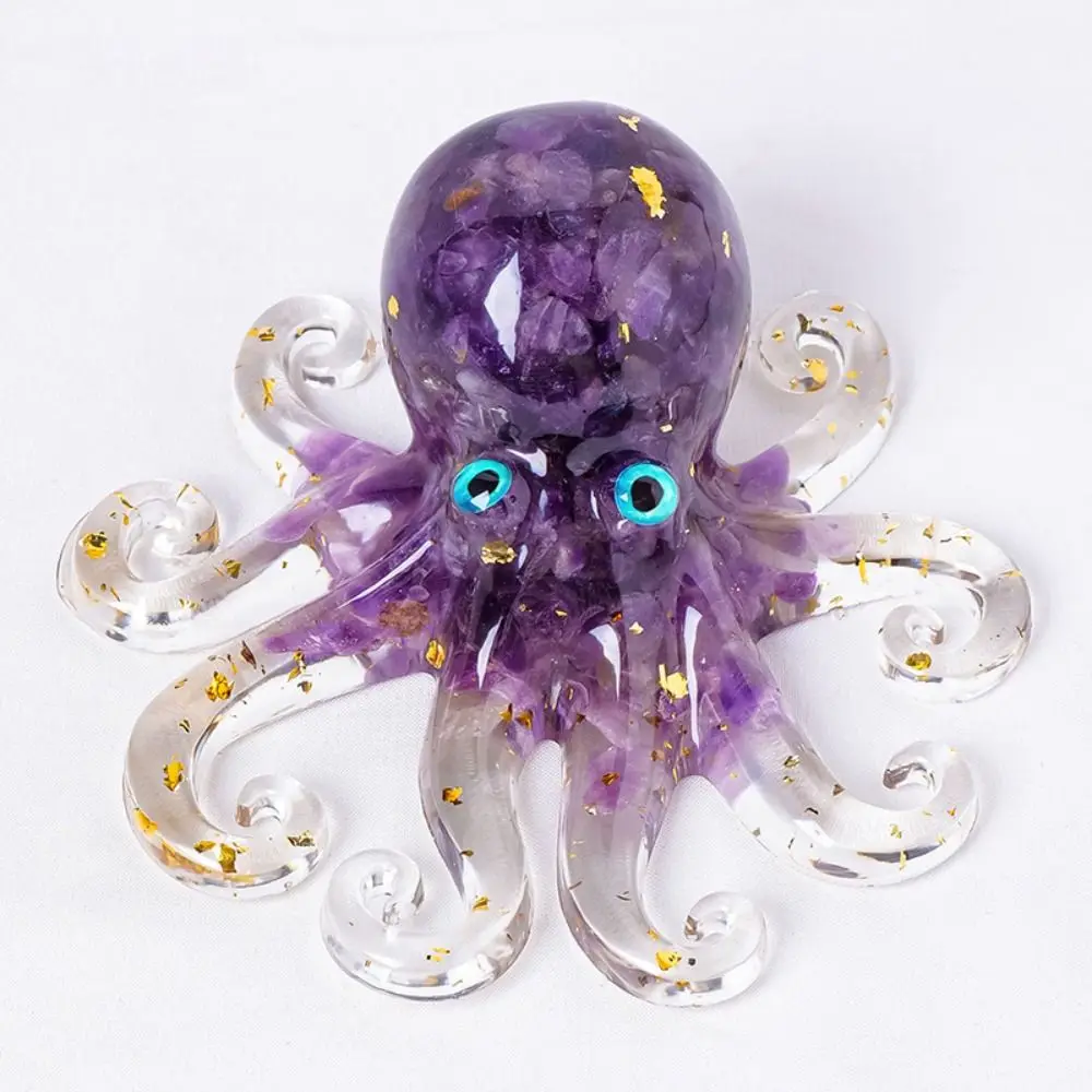 Lucky Octopus Resin Crafts Exquisite Stone Crystal Squid Ornaments Animal Model Vibrant Crystal Octopus Statue Living Room