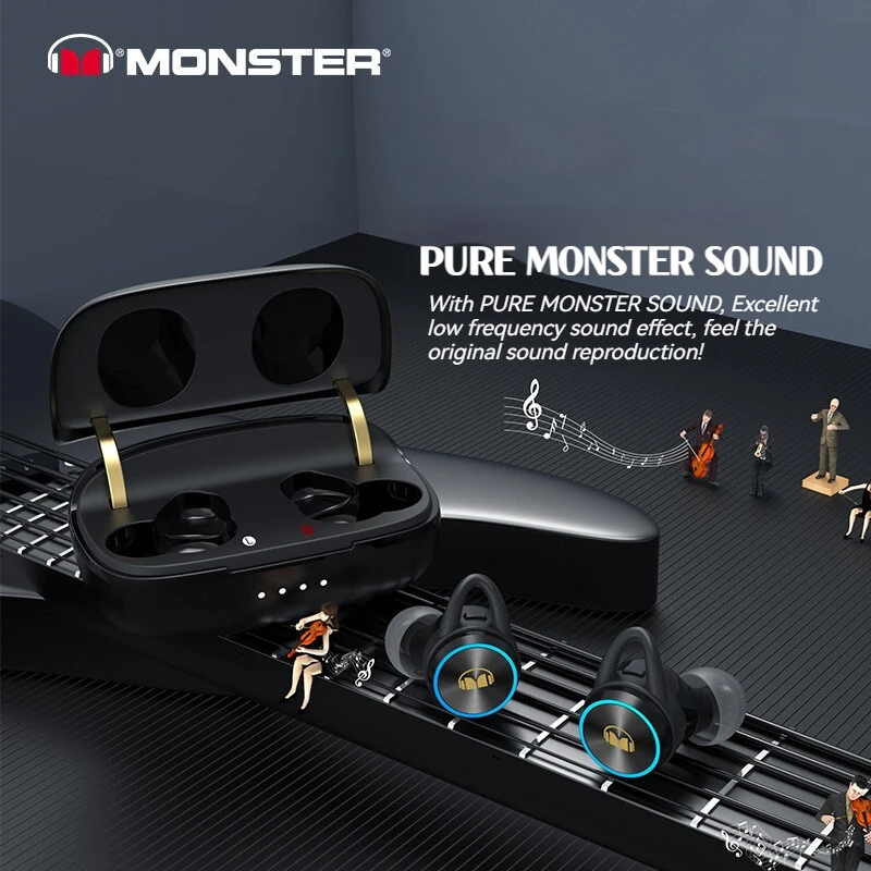 Monster Clarity 101 Plus Ture 무선 이어폰, 스포츠 블루투스 5.4 헤드폰, CVC8.0 소음 차단 TWS 이어버드, 마이크 포함