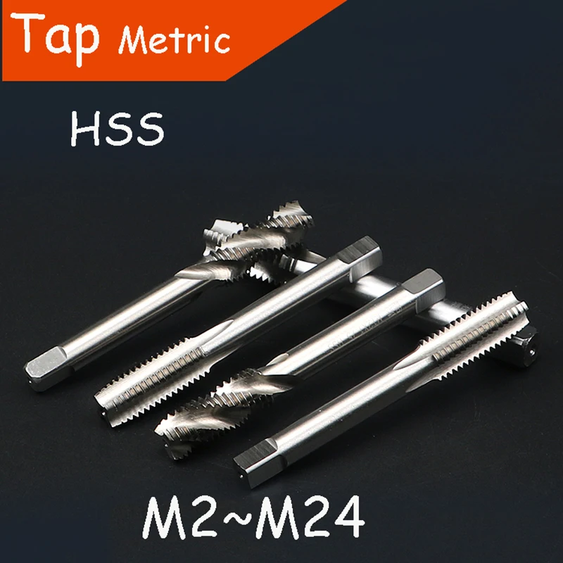 

M2-M24 HSS Metric Machine Thread Taps Straight / Spiral Flutes Metric Pitch Plug Tap Drill Bit Sets Hand Tools