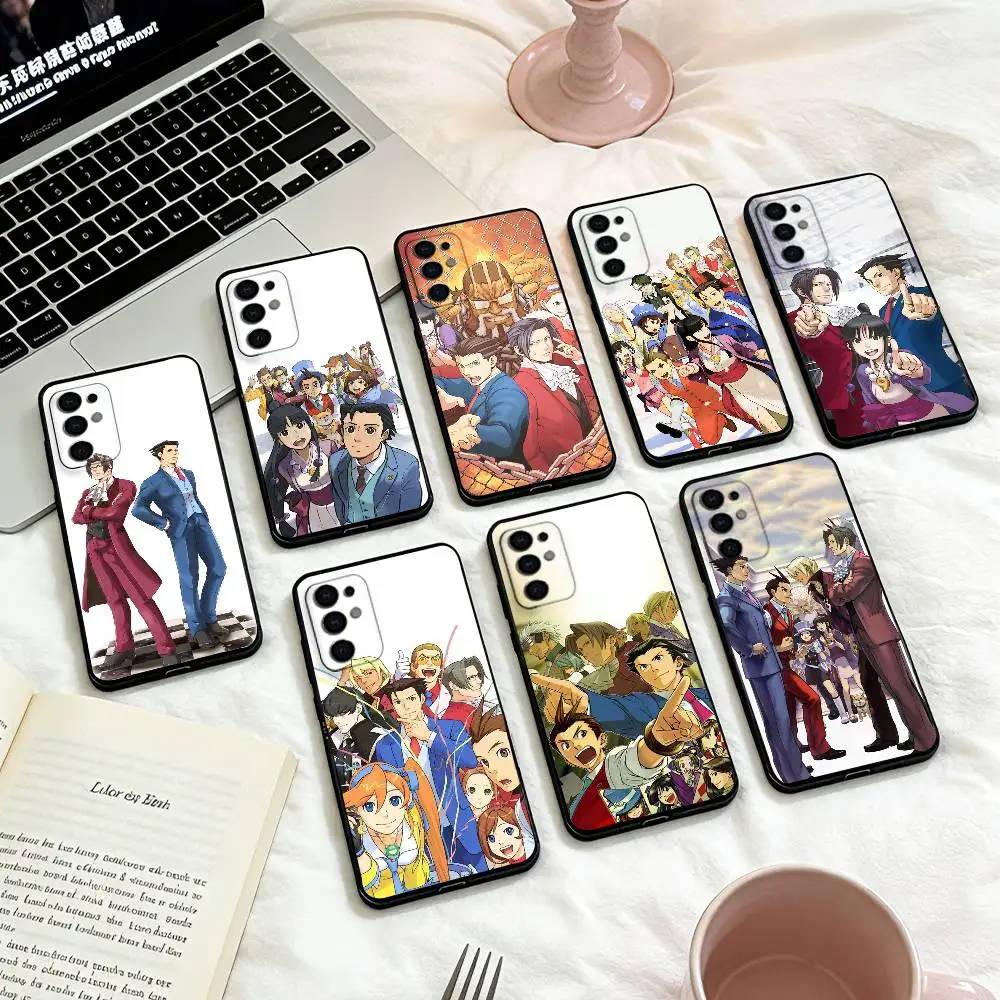 Étui de téléphone Anime Ace A- Attorney pour Samsung S25,24,23,22,30,21,10,9,Ultra,Plus,Lite,FE,4,5 G, étui noir souple