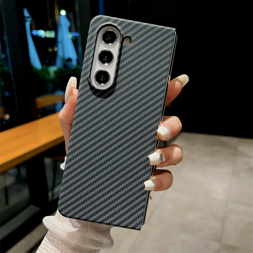 Carbon Fiber Texture Phone Case for Samsung Galaxy Z Fold 5 4 3 Fold3 Fold4 Fold5 Shockproof Cover Women Men Protector Cases - Image 3