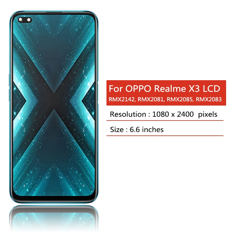 Pantalla LCD de 6,6 pulgadas para móvil, reemplazo de digitalizador táctil para OPPO Realme X3 SuperZoom RMX2086 RealmeX3 RMX2142